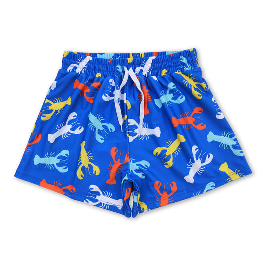 Colorful crawfish kids boys summer swim trunks