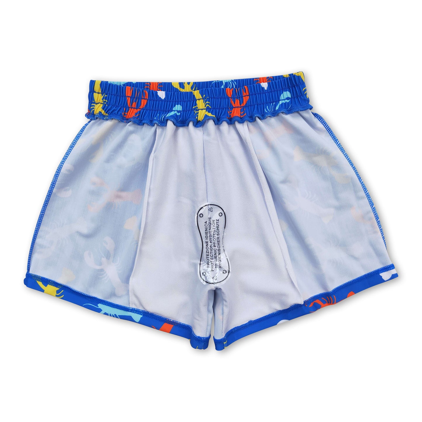 Colorful crawfish kids boys summer swim trunks