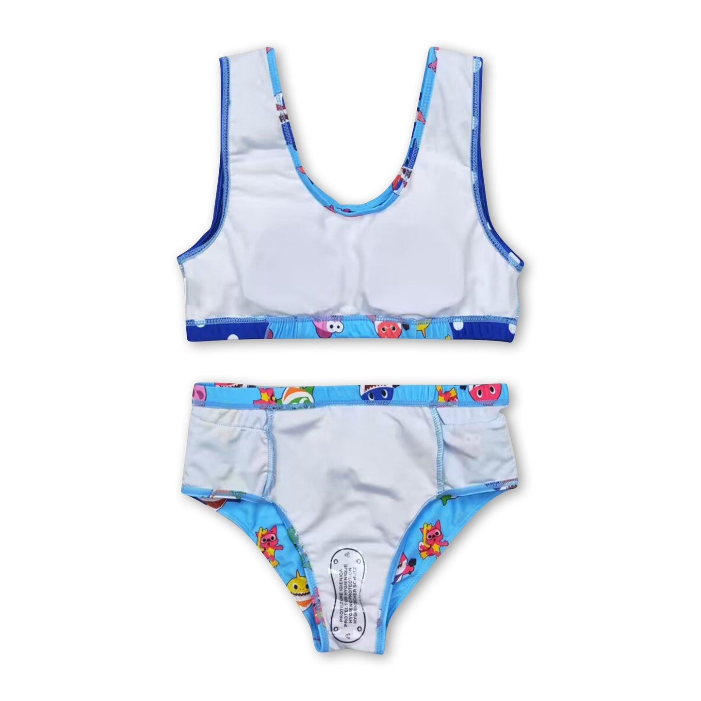 Blue polka dots shark baby girls summer swimsuits