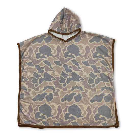 Brown camo hooded kids swimming cover up