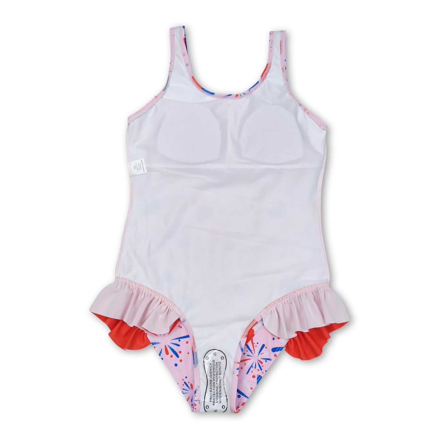 Sleeveless pink popsicle firework girls 4th of july swimsuit