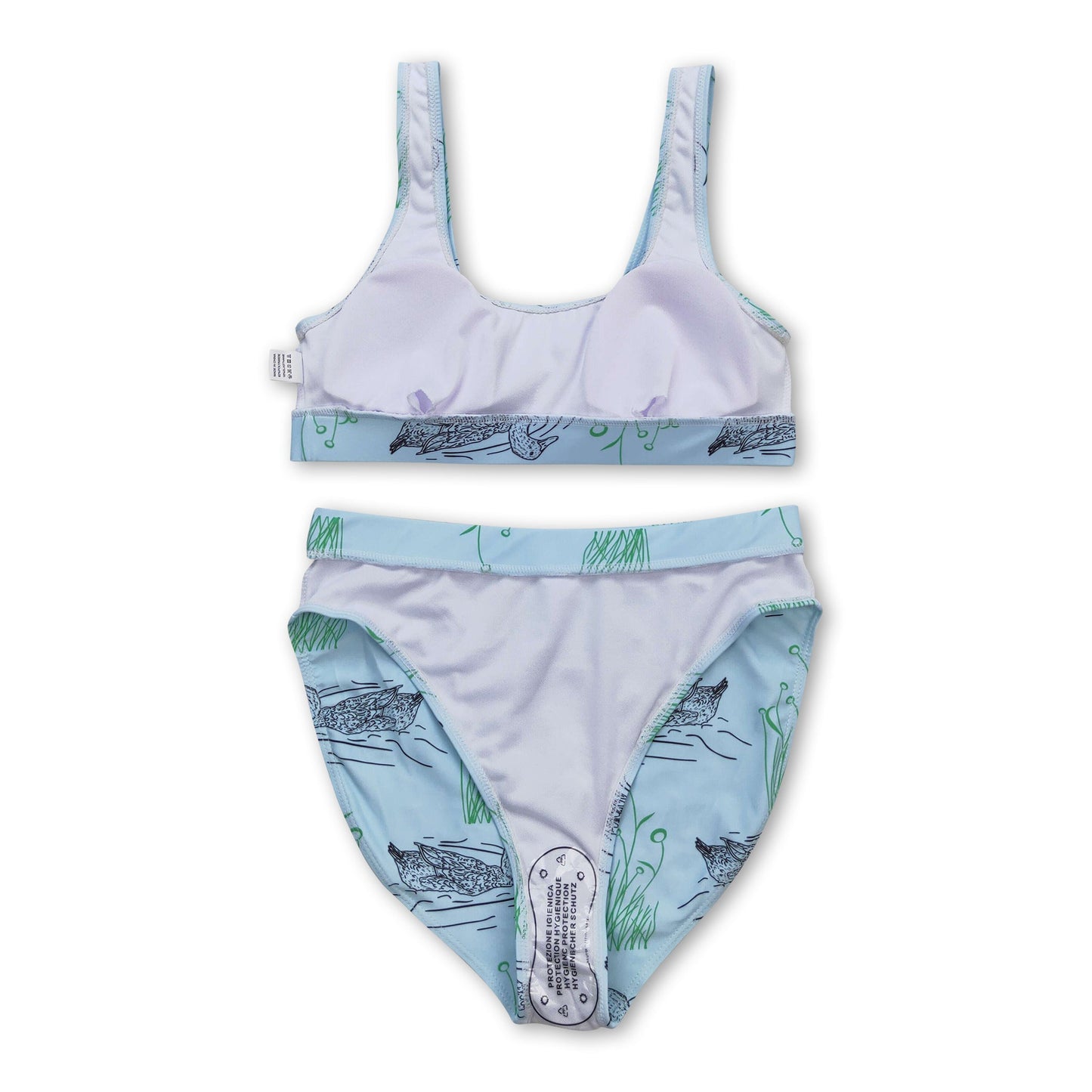 Green duck two pieces adult women summer swimsuit