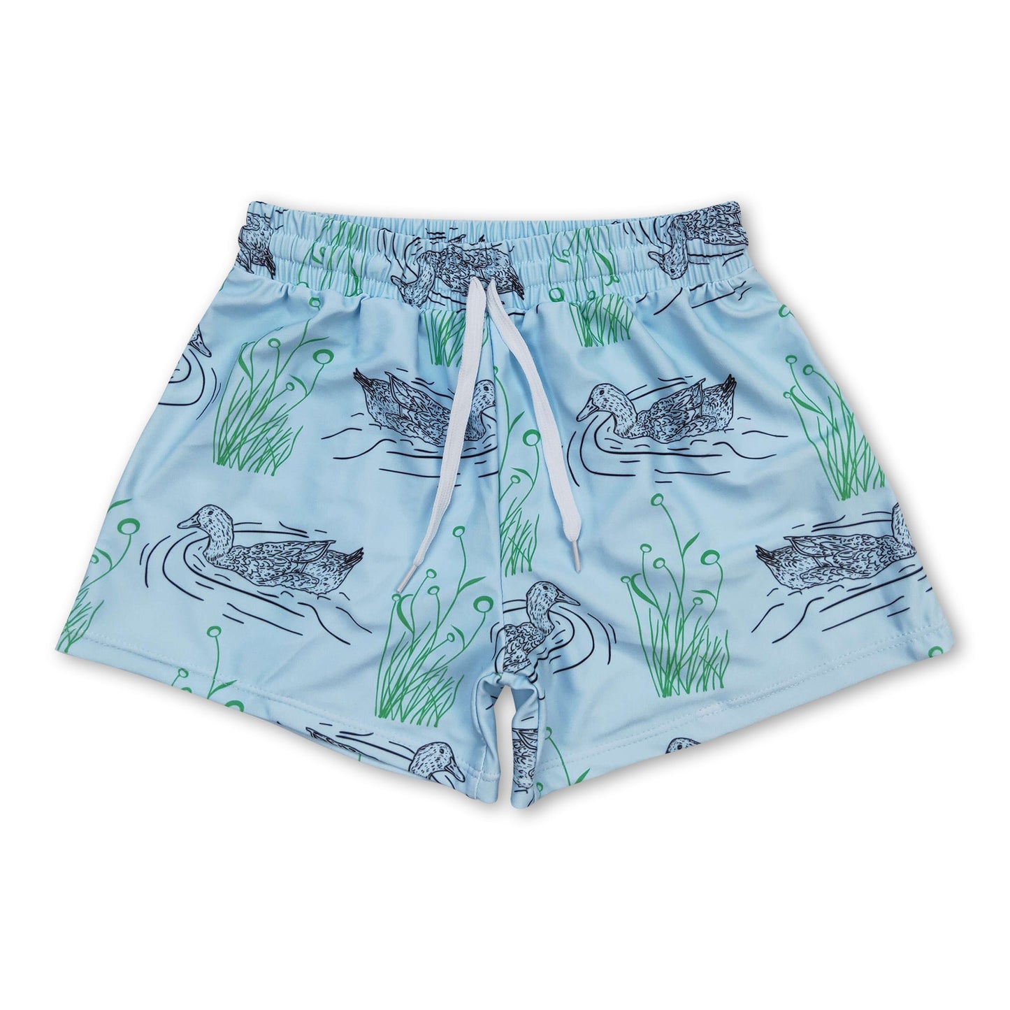 Green duck kids boys summer swim trunks