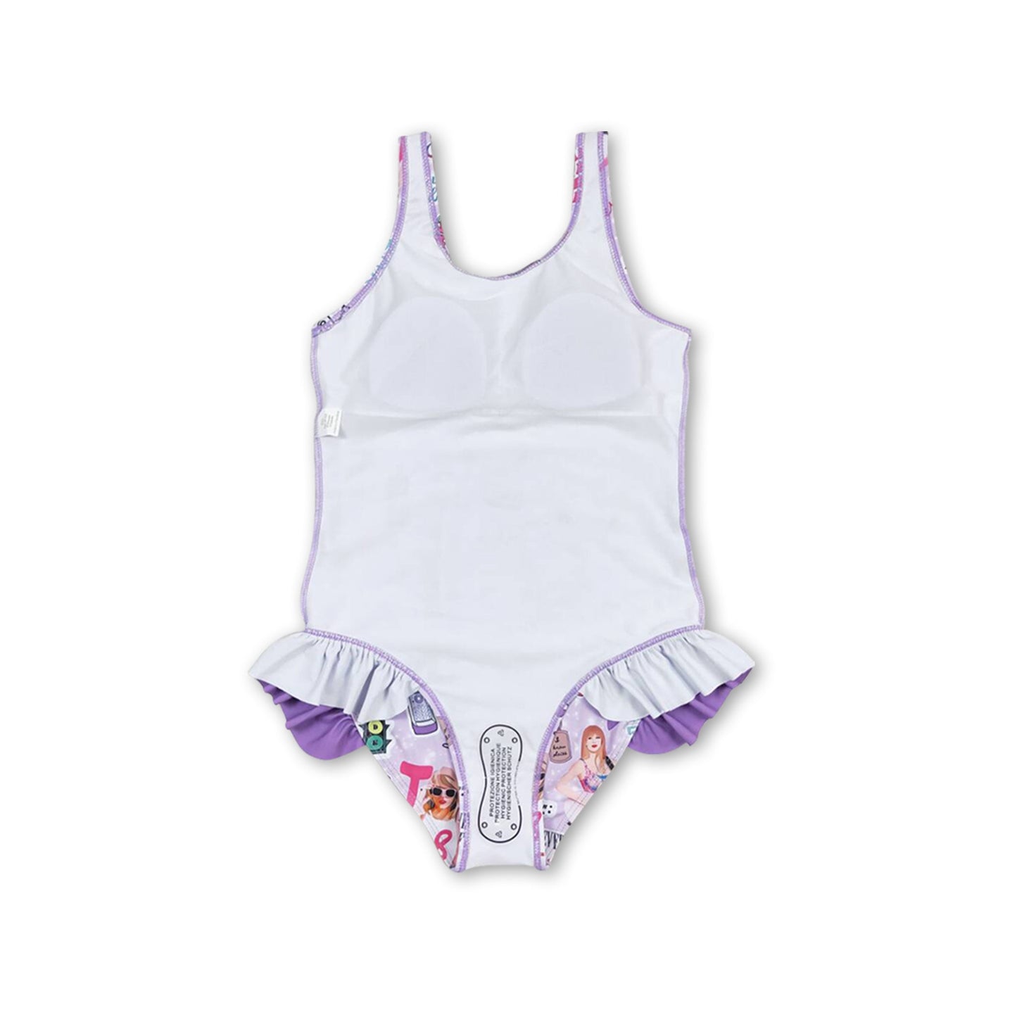 Purple sleeveless guitar smile one piece singer girls swimsuit