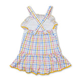 Blue yellow plaid whale baby girls summer swimsuit