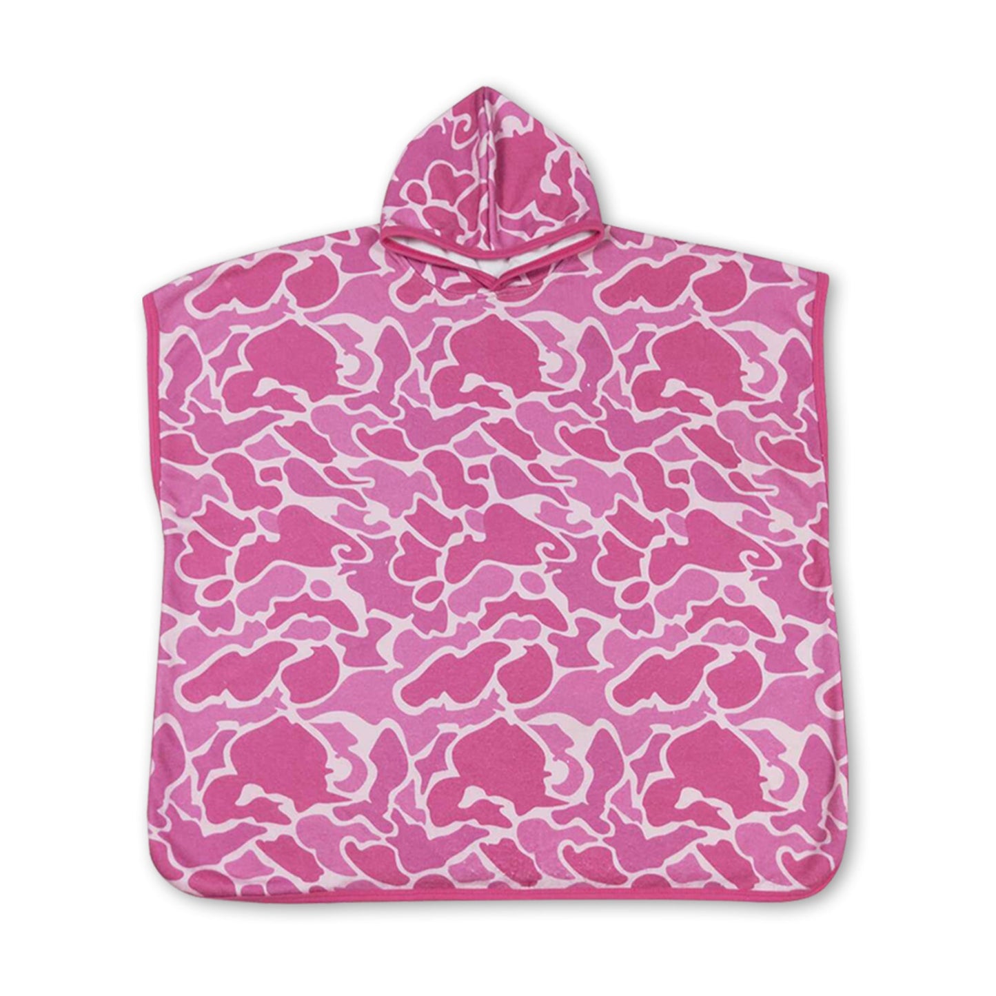 Hot pink camo hooded girls swimming cover up