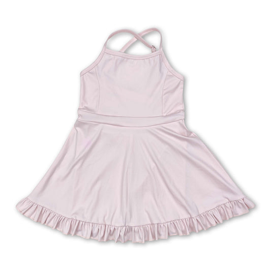 Pink straps ruffle baby girls summer active wear