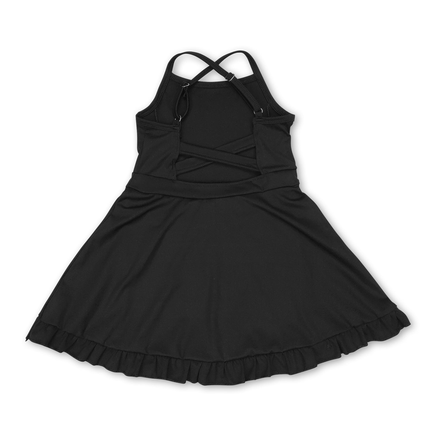 Black straps ruffle baby girls summer active wear