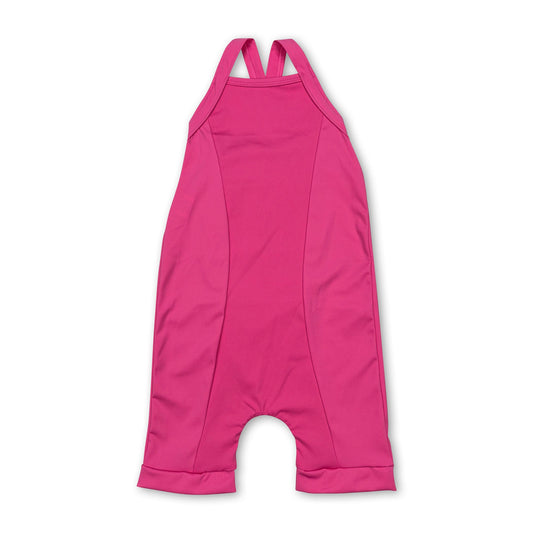 Hot pink straps one piece girls active wear