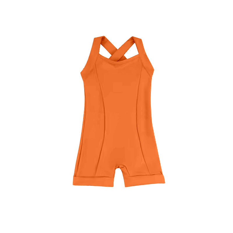 Orange straps one piece girls active wear