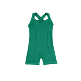 Green straps one piece girls active wear