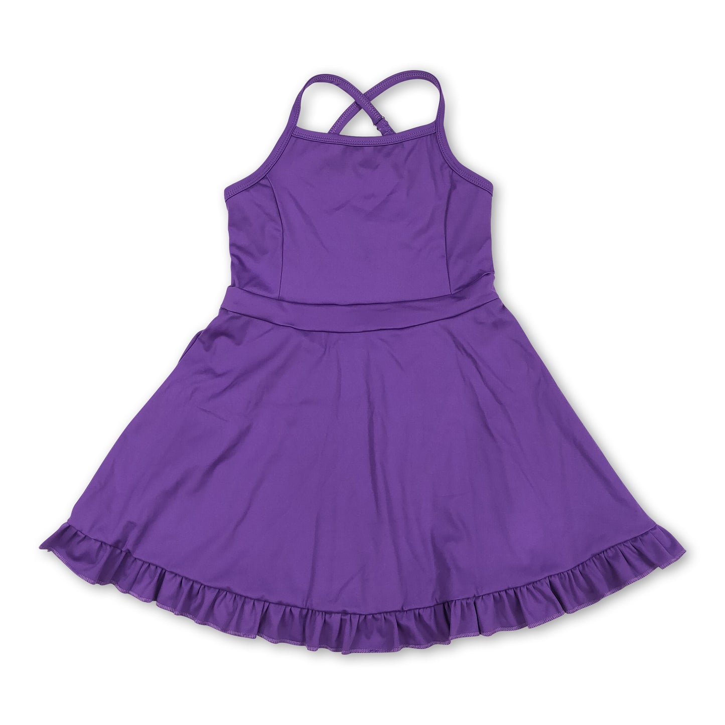 Purple straps ruffle baby girls summer active wear