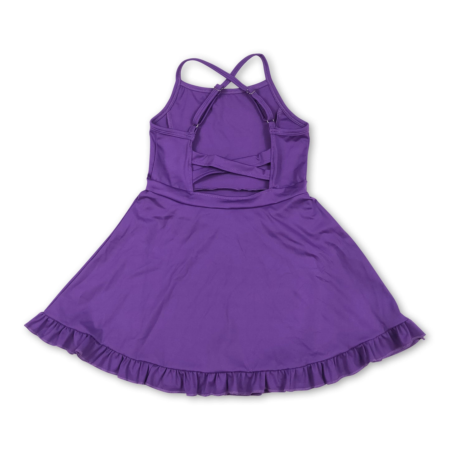 Purple straps ruffle baby girls summer active wear