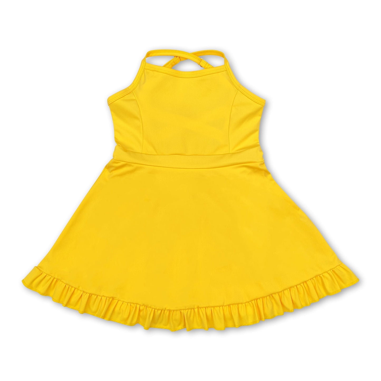 Yellow straps ruffle baby girls summer active wear