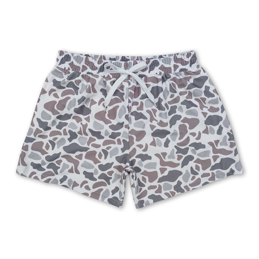 Grey camo kids boys summer swim trunks