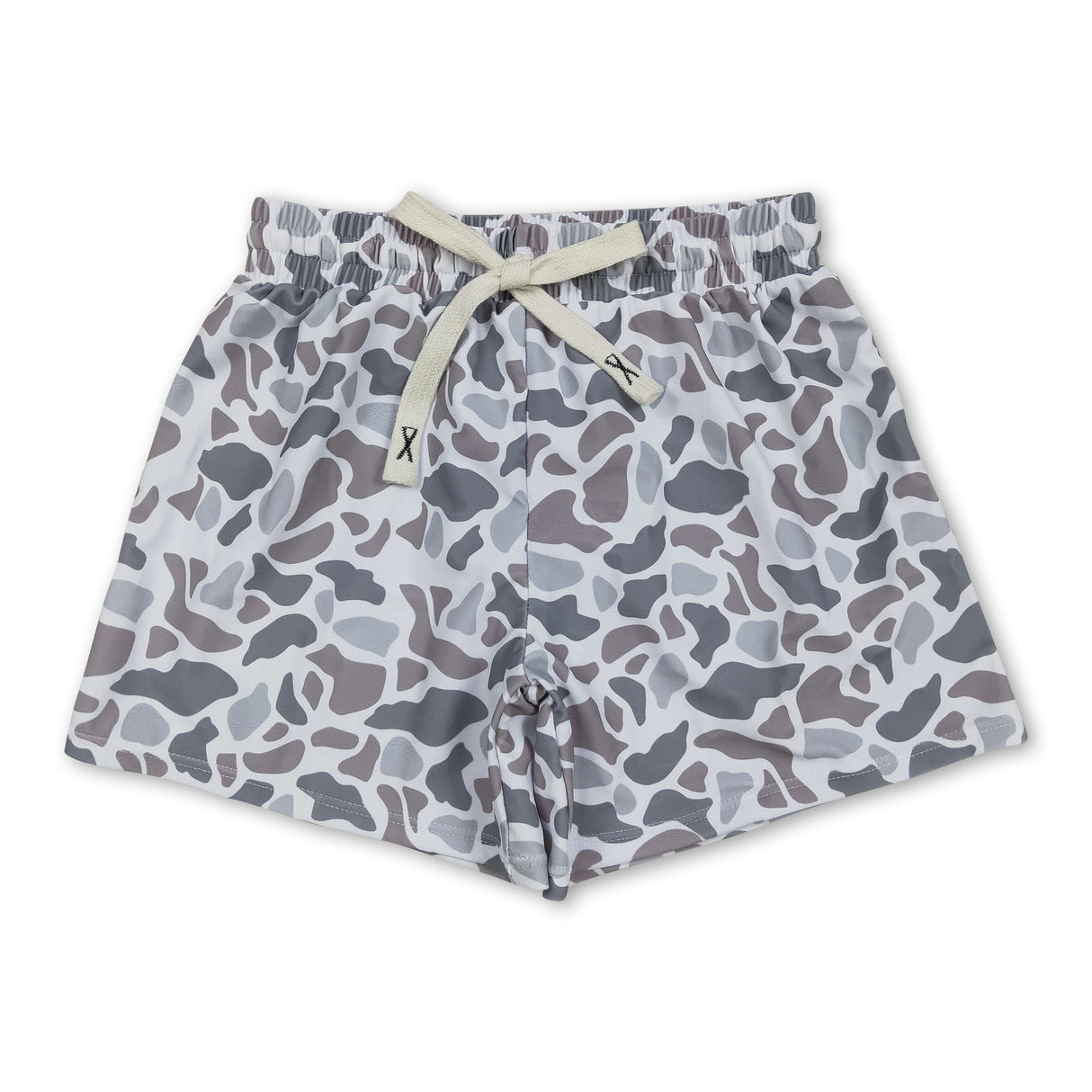 Grey camo kids boys summer swim trunks