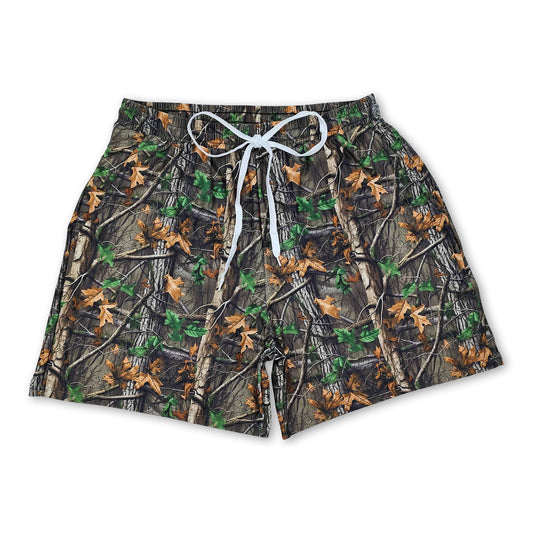 Camo leaves summer adult men swim trunks