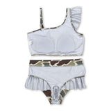 Camo ruffle kids girls two pieces swimsuits