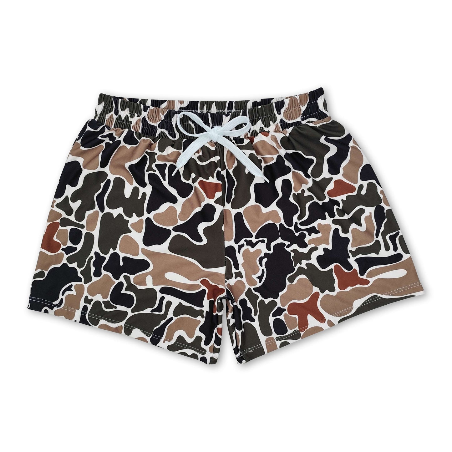 Brown camo kids boys summer swim trunks