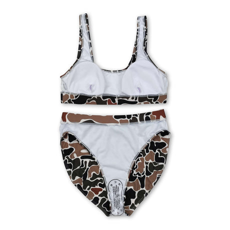 Brown camo adult women summer swimsuit