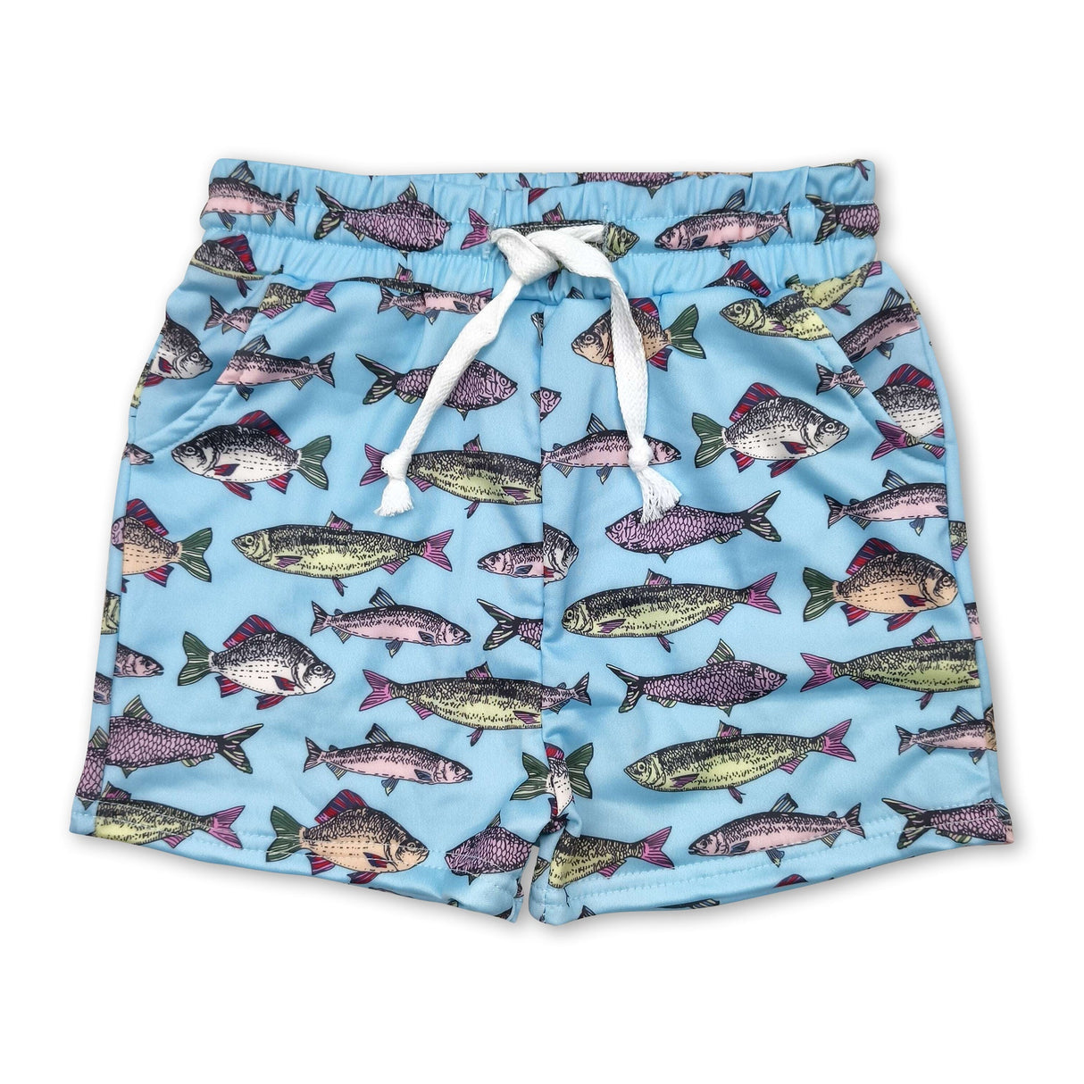 Blue fish kids boys summer swim trunks