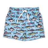 Blue fish kids boys summer swim trunks