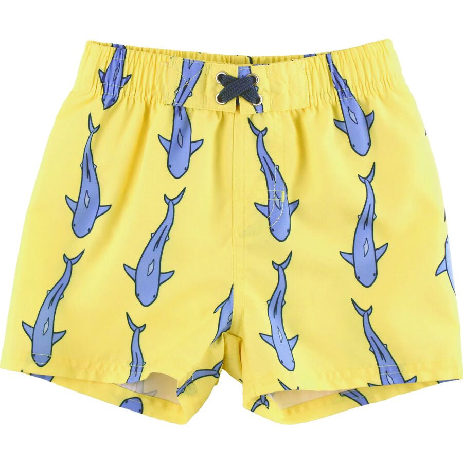 Yellow fish boys summer swim trunks