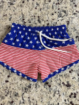 Blue stars stripe kids boys 4th of july swim trunks