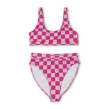 Hot pink plaid adult women summer swimsuit