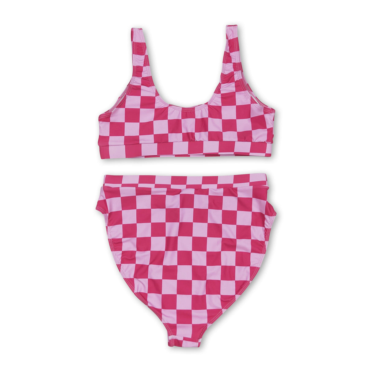 Hot pink plaid adult women summer swimsuit