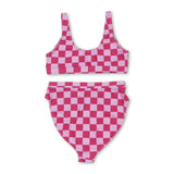 Hot pink plaid adult women summer swimsuit