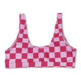 Hot pink plaid adult women summer swim top