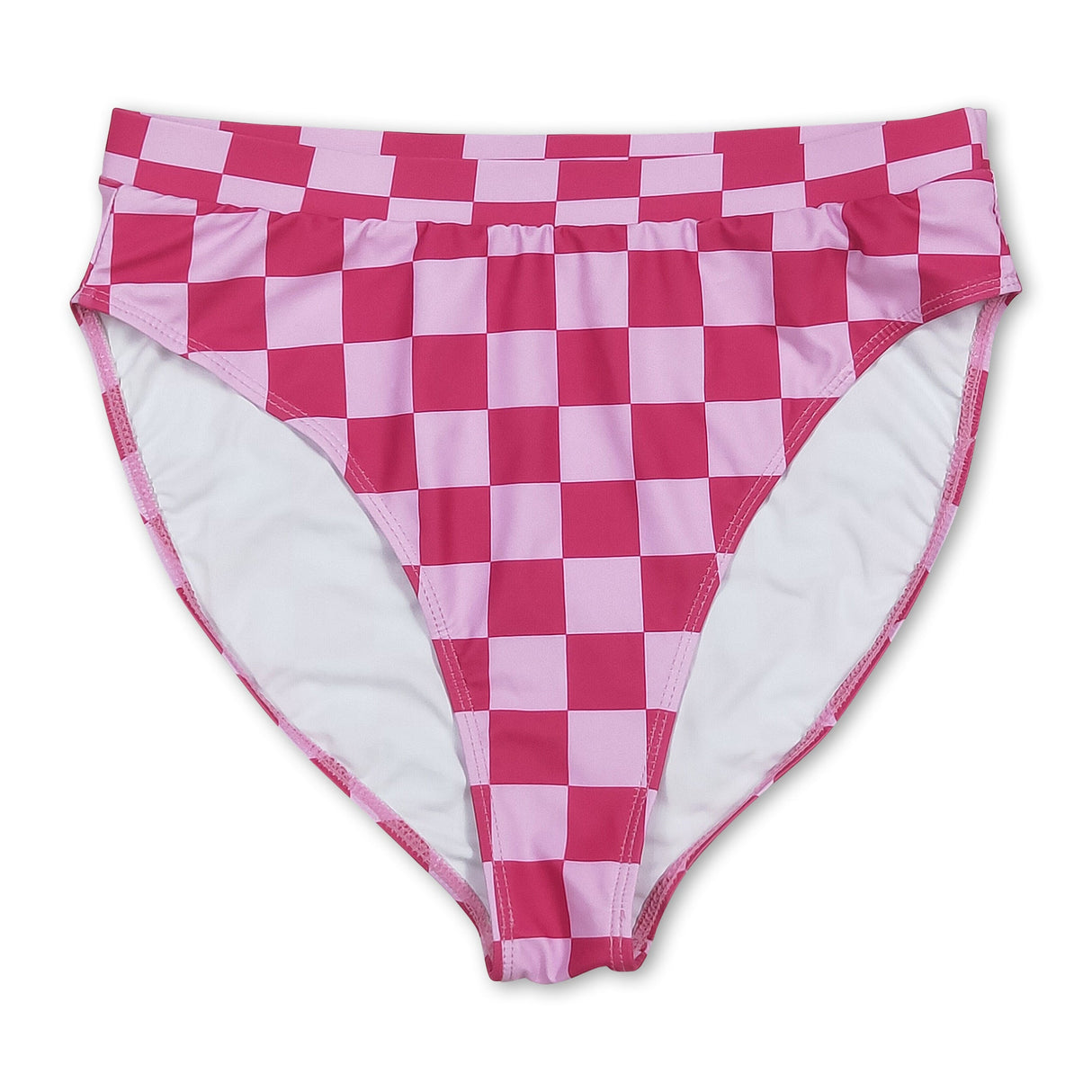 Hot pink plaid adult women summer swim bottoms