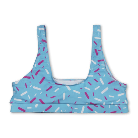 Light blue ice cream sprinkle adult women summer swim top