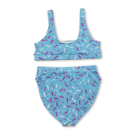 Light blue ice cream sprinkle women summer swimsuit
