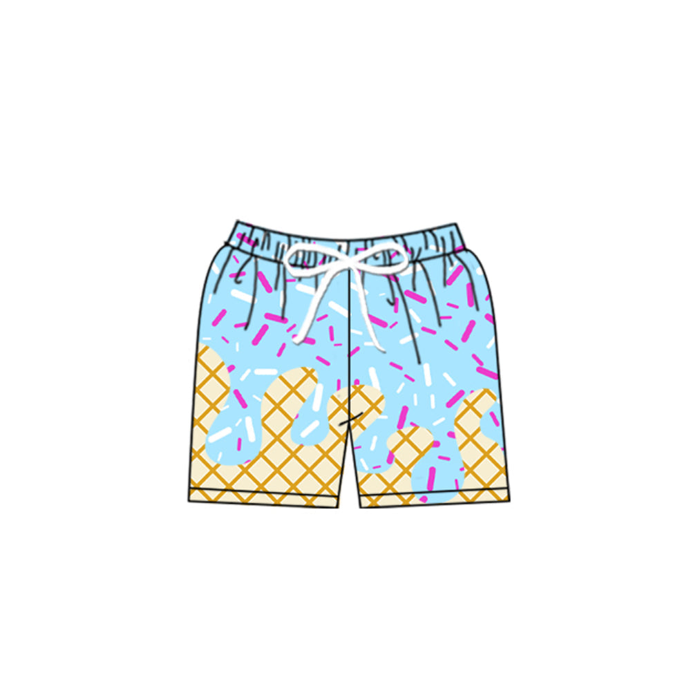 Light blue ice cream sprinkle baby boys summer swim trunks
