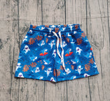Blue shark coral kids boys summer swim trunks