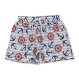 Anchor stripe kids boys 4th of july swim trunks