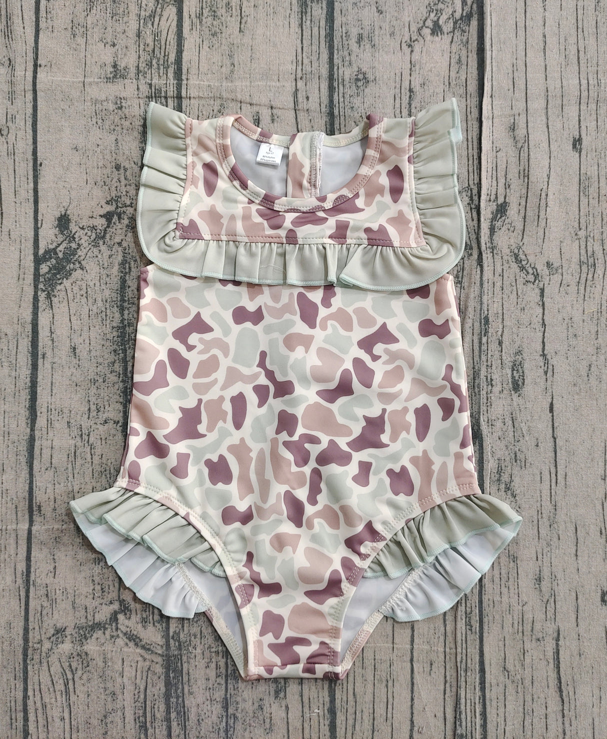 Ruffle camo hunting baby girls one piece swimsuit