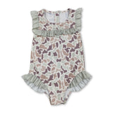 Ruffle camo hunting baby girls one piece swimsuit
