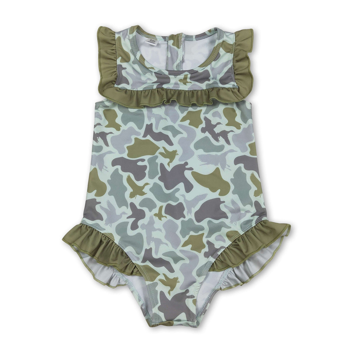 Ruffle camo duck hunting baby girls one piece swimsuit