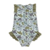 Ruffle camo duck hunting baby girls one piece swimsuit