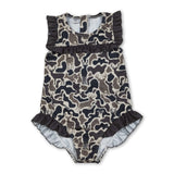 Ruffle camo deer hunting baby girls one piece swimsuit