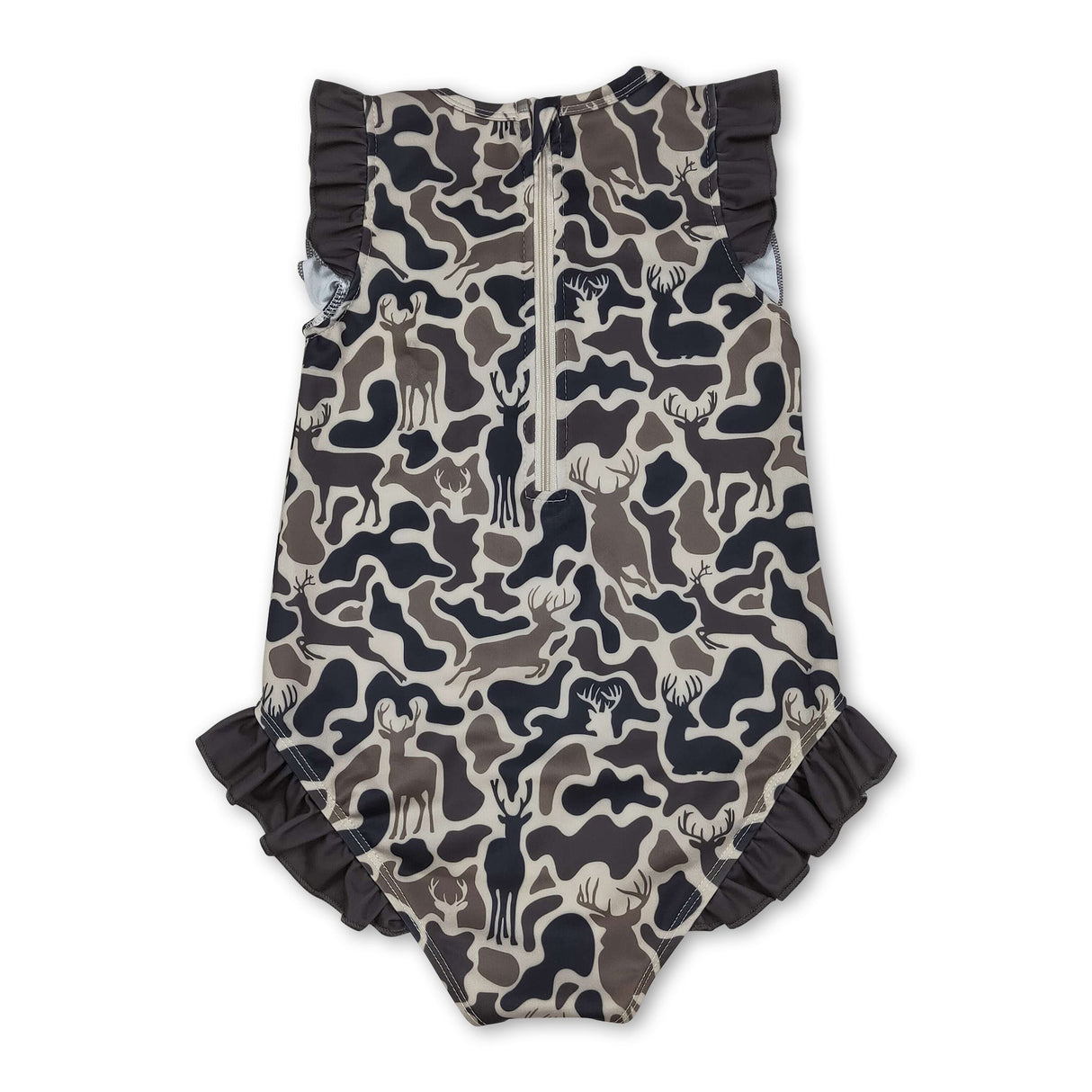 Ruffle camo deer hunting baby girls one piece swimsuit