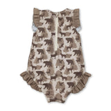 Ruffle deer duck dog bear hunting baby girls swimsuit