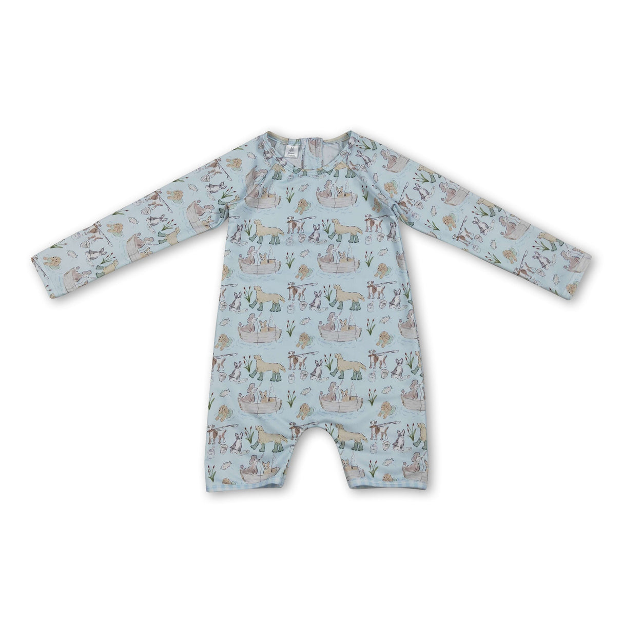 Long sleeves dog fish baby boy summer swimsuit