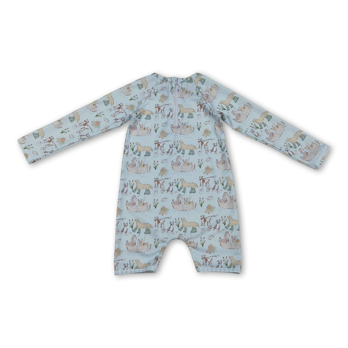 Long sleeves dog fish baby boy summer swimsuit