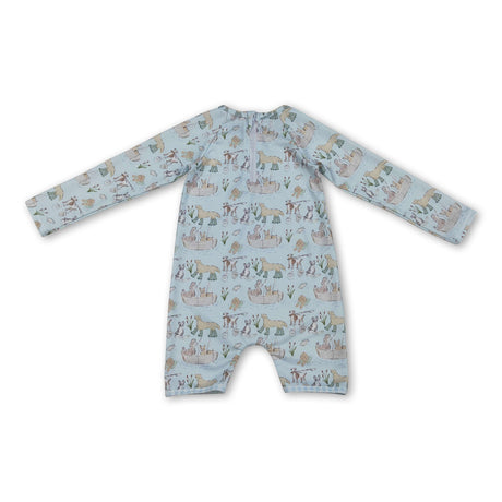 Long sleeves dog fish baby boy summer swimsuit