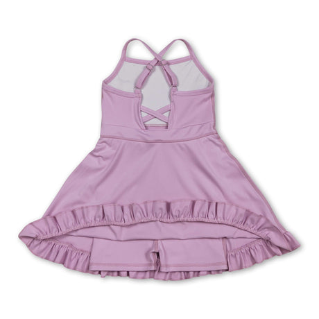Light pink straps ruffle kids girls summer athletic dress