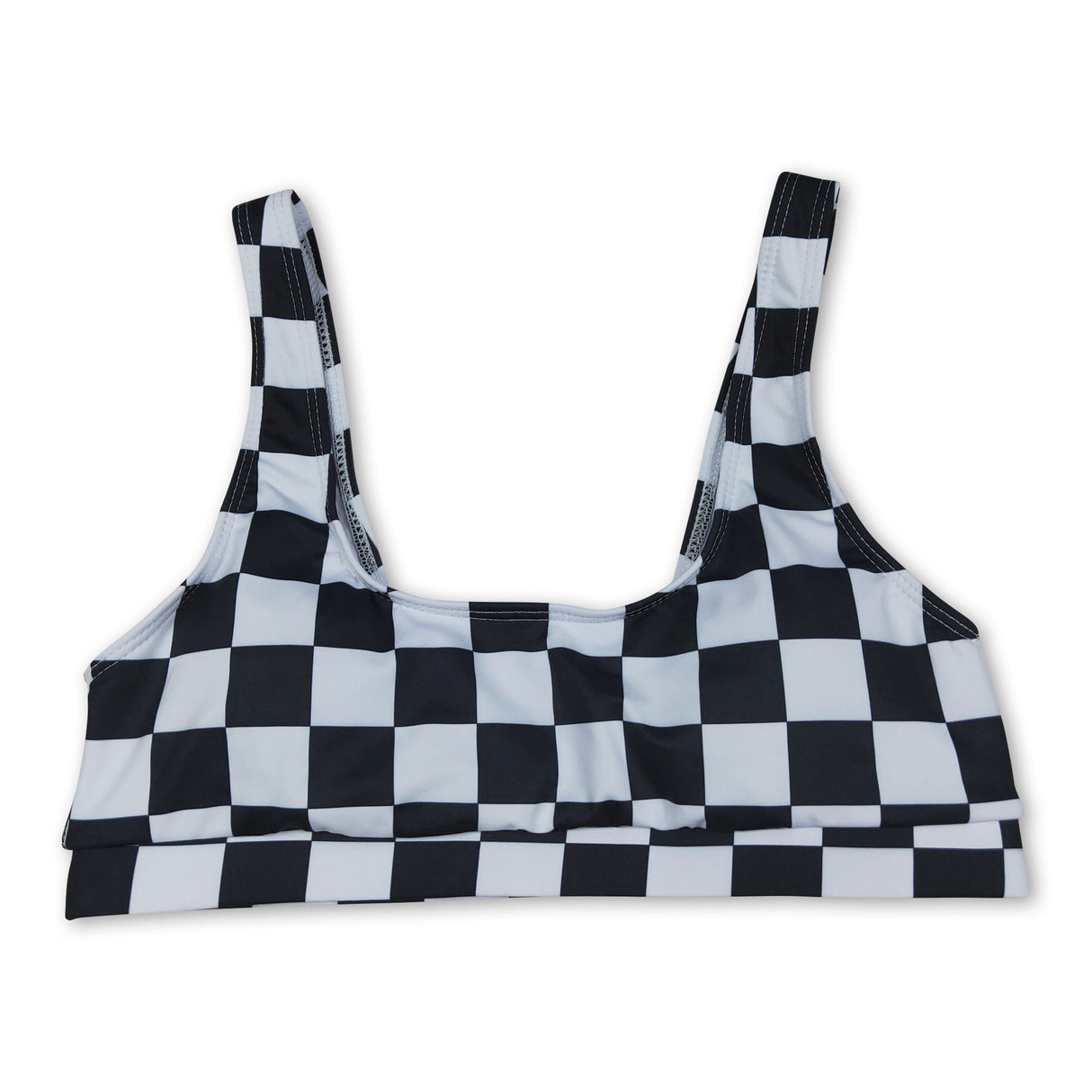 Black plaid adult women summer swim top